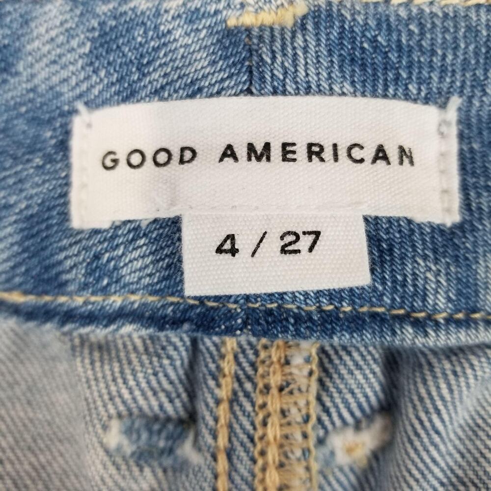 Good American Jeans Womens 4/27 The Weekender High Rise Slim Straight Distressed - Picture 3 of 11